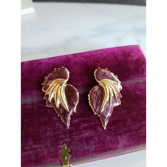 Enamel Statement Pierced Earrings Vintage - Picture 1 of 10